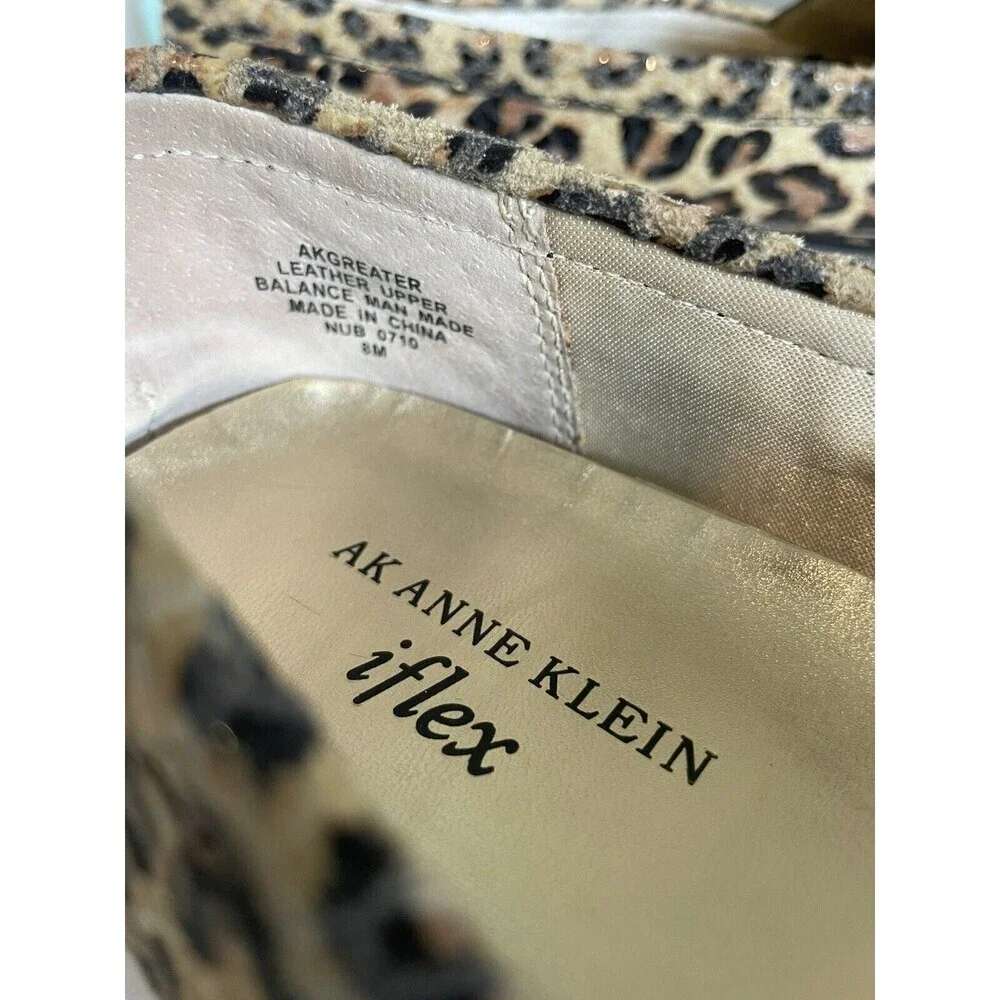 Anne Klein Greater Shoe Flats 8 M IFlex Leopard Cheetah Loafer Slip‎ On Leather - Picture 6 of 8